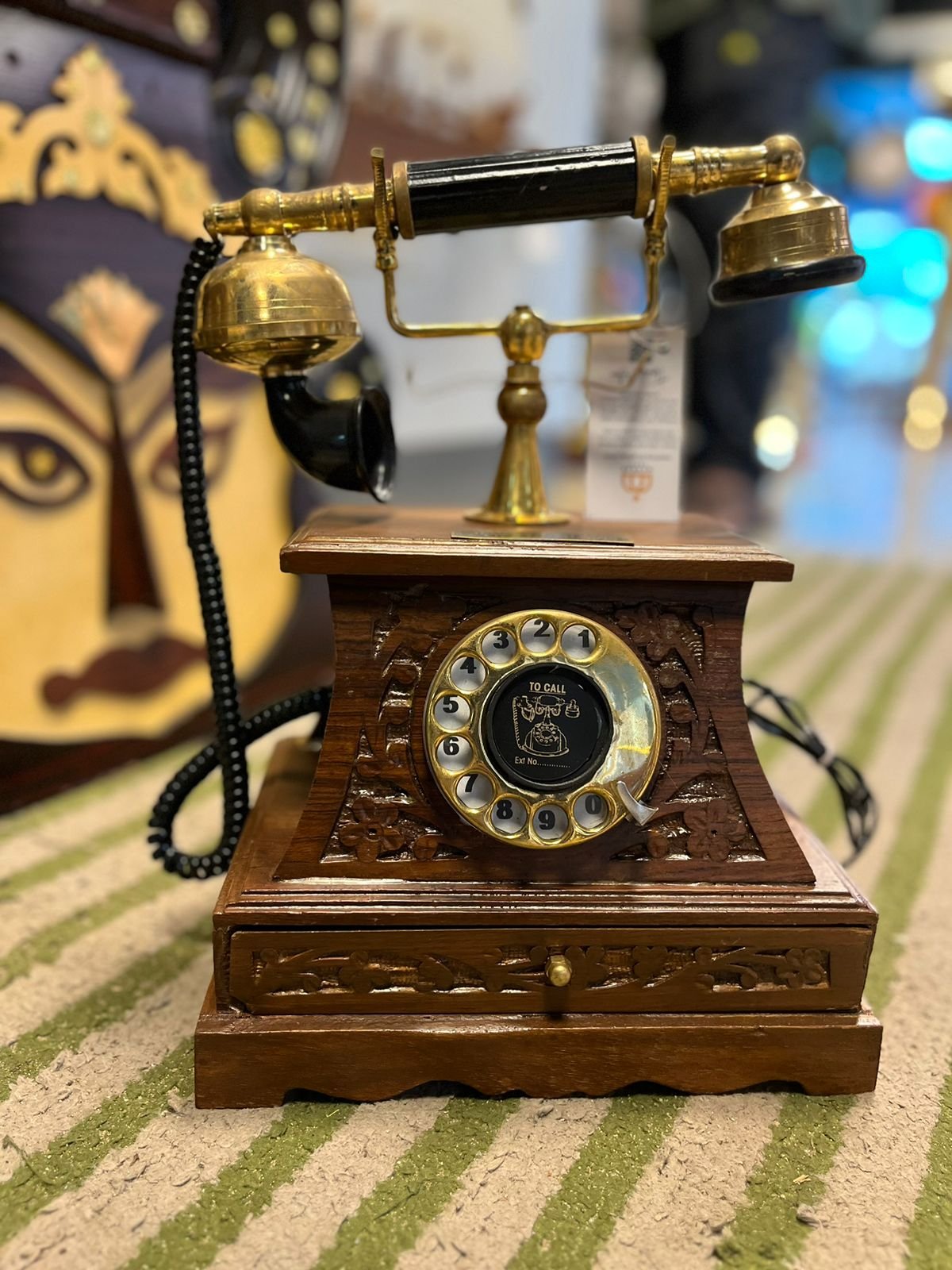 Vintage Brass And Wood Telephone M04