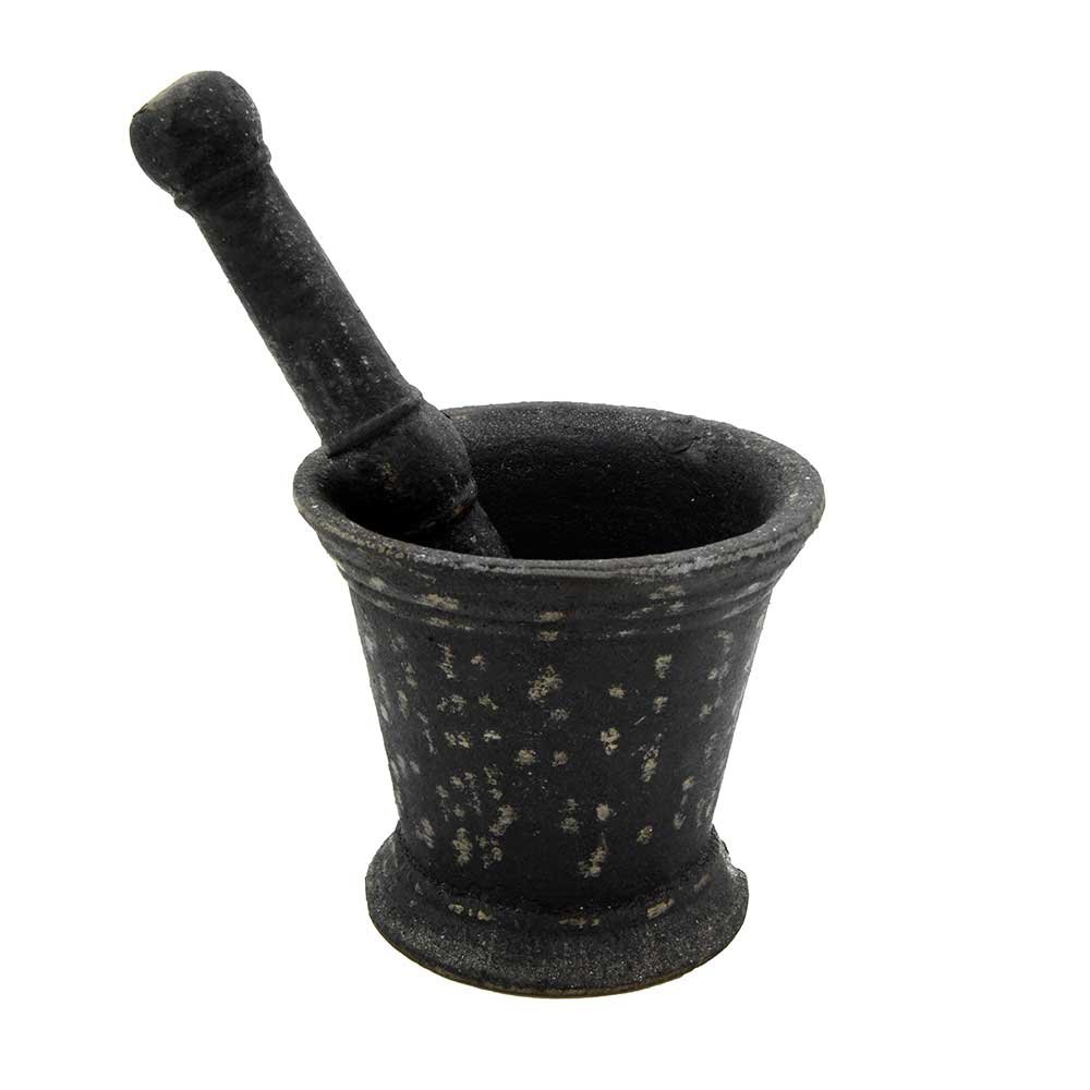Pre - seasoned Pure Cast Iron Mortar Pestle Set for Grinding Spices, Mashing Herbs, Mixing Spices in Traditional Way at Home - Height 11 cm
