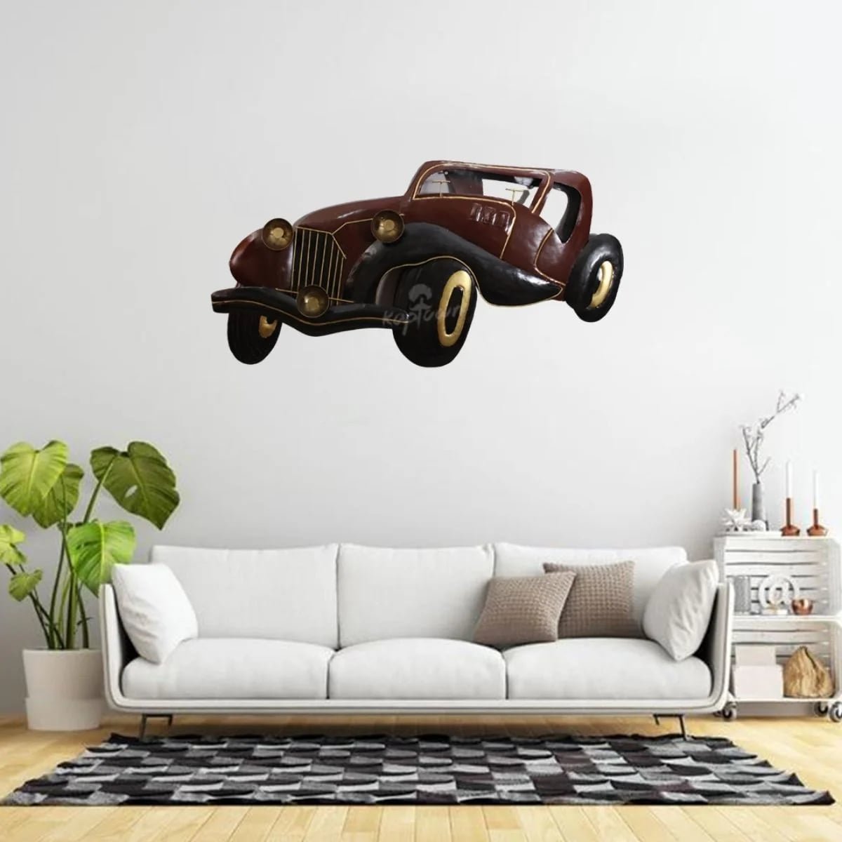 Stunning 3D Red Car Wall Decor – Unique Automotive Art Piece for Home & Office