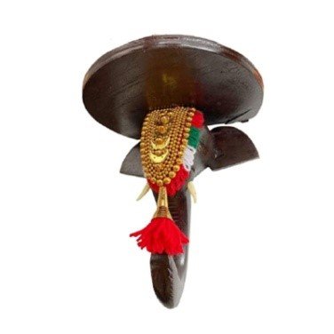 Elephant Pooram Head with Half Rounded Hanger | Traditional Indian Wall Décor - 6 inch