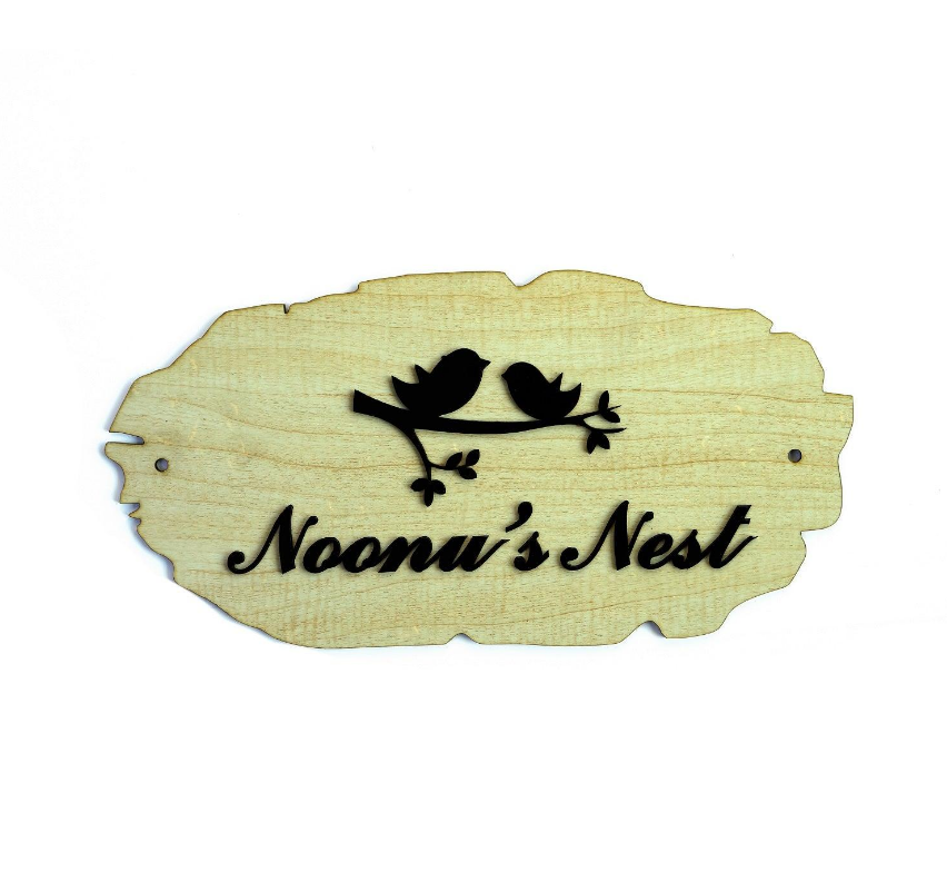  Mannar Craft Customized Birch Wood House Name Board,12L X 5H Inches
