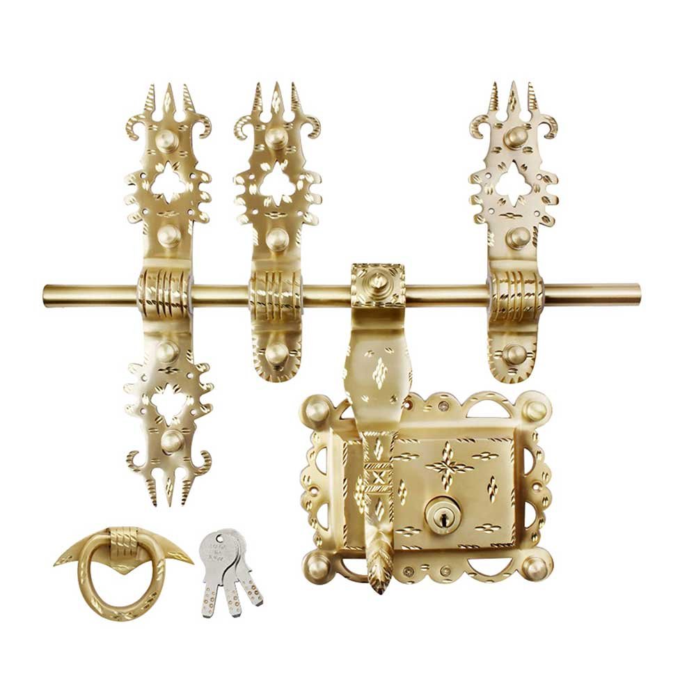 Manichitratazhu Aldrop without Head with Brass Matte Finish 16 mm Thick and 12-inch Wide Rod (Gold)