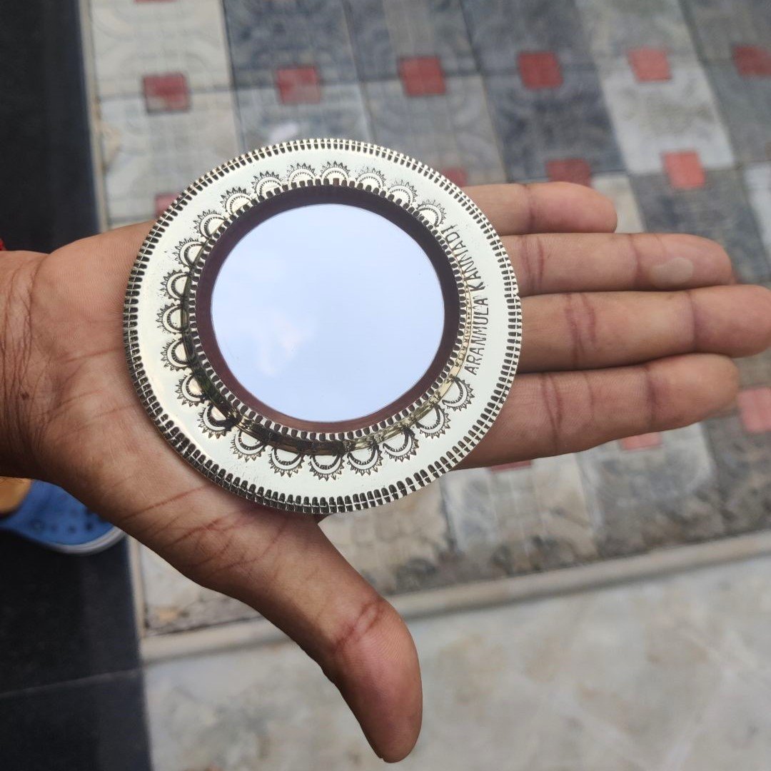 Round Aranmula Kannadi - 2.5 Inch | Authentic Handcrafted Kerala Mirror