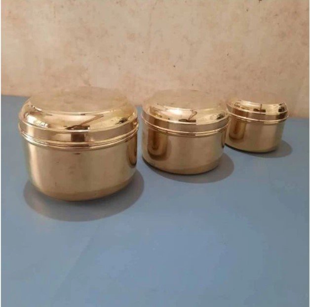 Premium Brass Storage Tiffin Box Containers with Tin Coating - Big