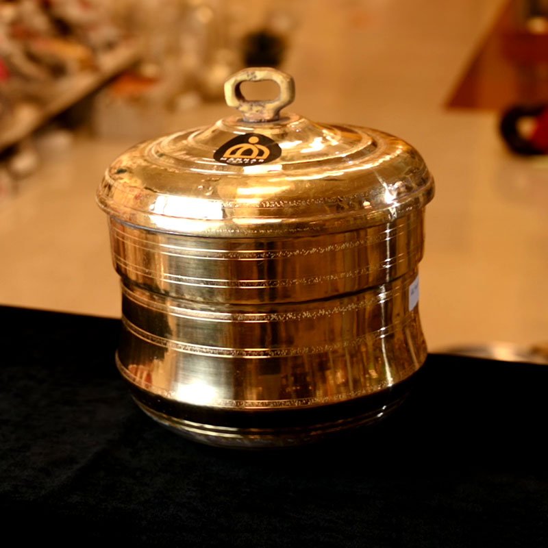 Traditional Brass Idli Steamer (Cooker, Maker) -  7 mould Polished