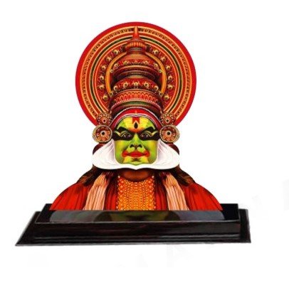 Printed Kathakali with Shoulder Stand | Table Top Decorative Art Piece - 6 inch