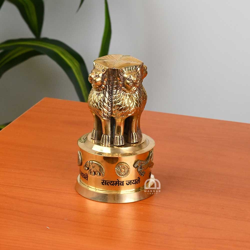 GOLD BRASS ASHOKA PILLAR - 5 inch