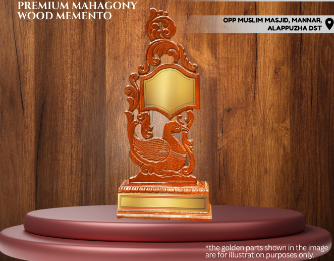 Premium Mahogany Wood Bird Memento – 70 cm Handcrafted Wooden Bird Sculpture | Nature-Inspired Award & Decorative Showpiece by Mannar Craft