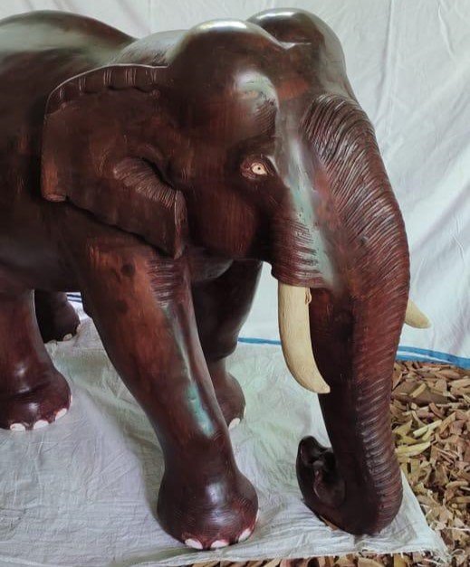 Rosewood Hand Crafted Wooden Elephant Showpiece For Home Office Decor - 24 inch
