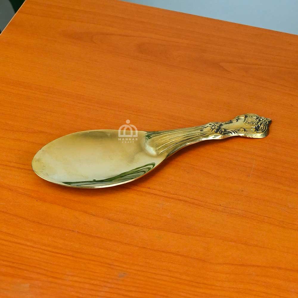 Brass Rice Palta | Traditional Brass Serving Spoon for Rice | Handcrafted Kitchenware