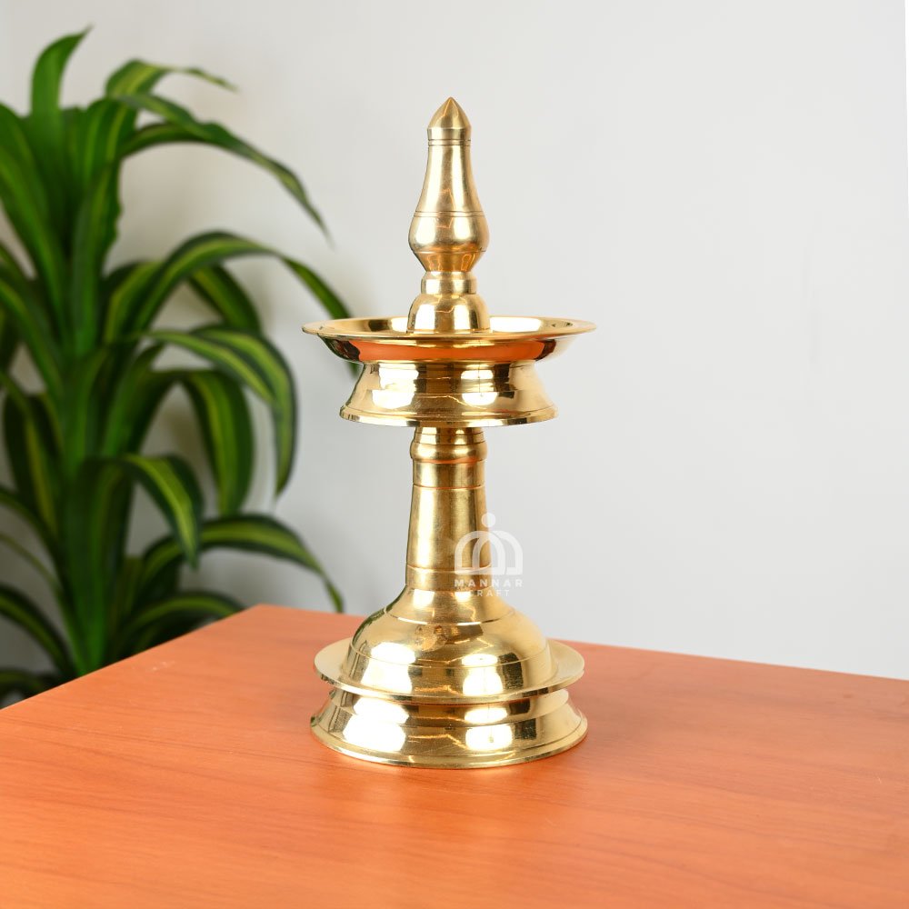 Ganapathi Vilakku - Traditional Brass Oil Lamp for Temple & Home Decor - 9 inch
