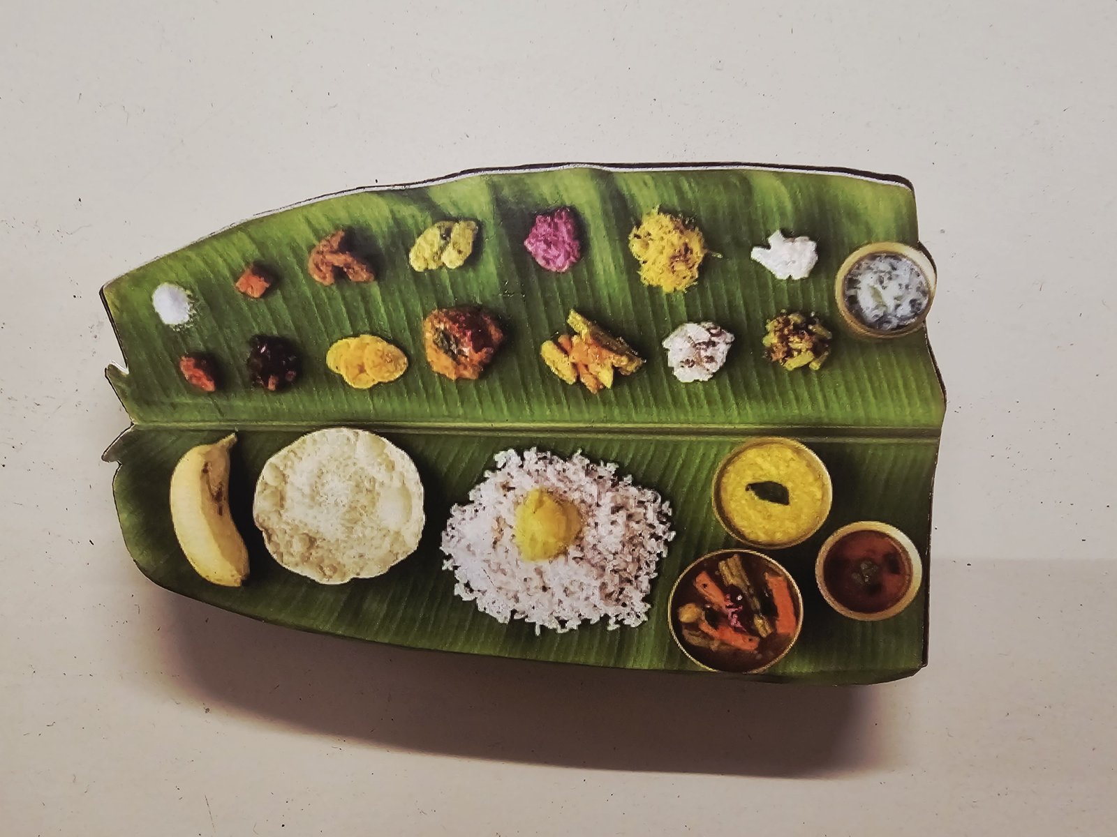 Set of 10 Printed Sadhya MDF Fridge Magnets – Kerala Onam Festival Souvenir & Decorative Kitchen Decor