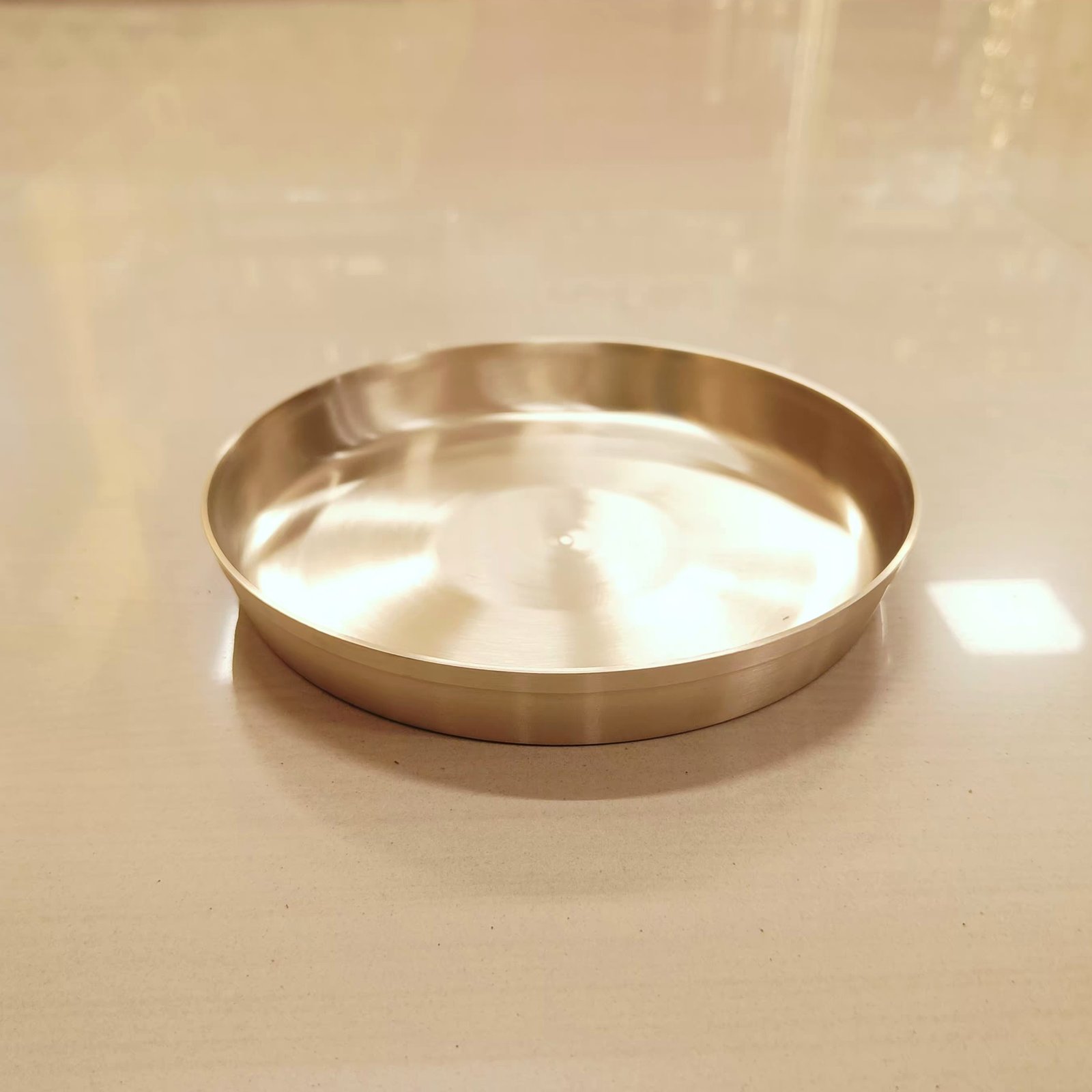 Kansa Round Plate with Raised Edge - 8 Inch Matt Finish 