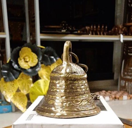 Hanging Bell Big with chain-3.5 Inch Antique
