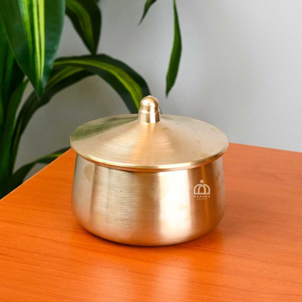 Bronze Handi with Lid – Traditional Bronze Kitchen Utensil for Cooking, Serving & Gifting | Authentic Indian Handcrafted Handi - 12.5 cm