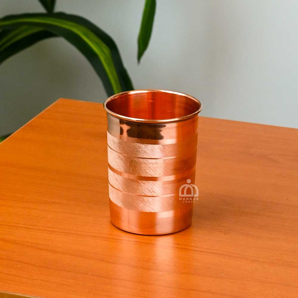 Pure Copper Tumbler Glass Cup – 250 ML | Ayurvedic Drinkware for Water & Juices | Handcrafted Leakproof Copper Cup