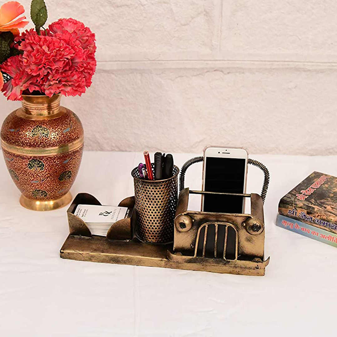 Vintage Golden Shade Jeep Style Mobile & Pen Holder