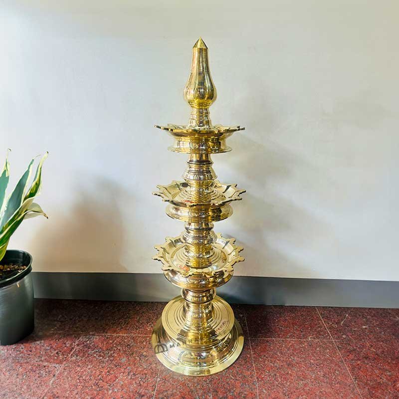 Stambha Vilakku - 3 Feet Height, 3 Layer - Perfect for  Temple & Decor Lighting