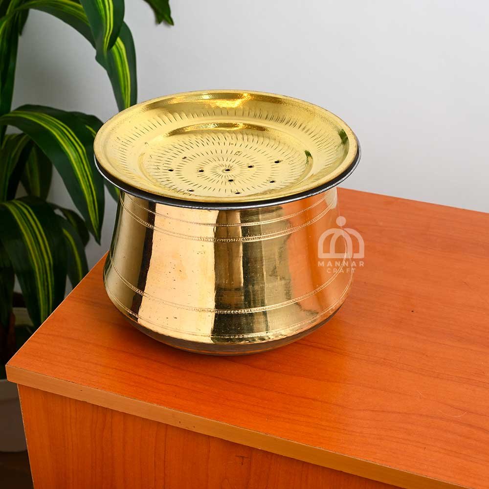  Handcrafted Brass Rice Pot with Plate –Durable & Elegant | 3 litre
