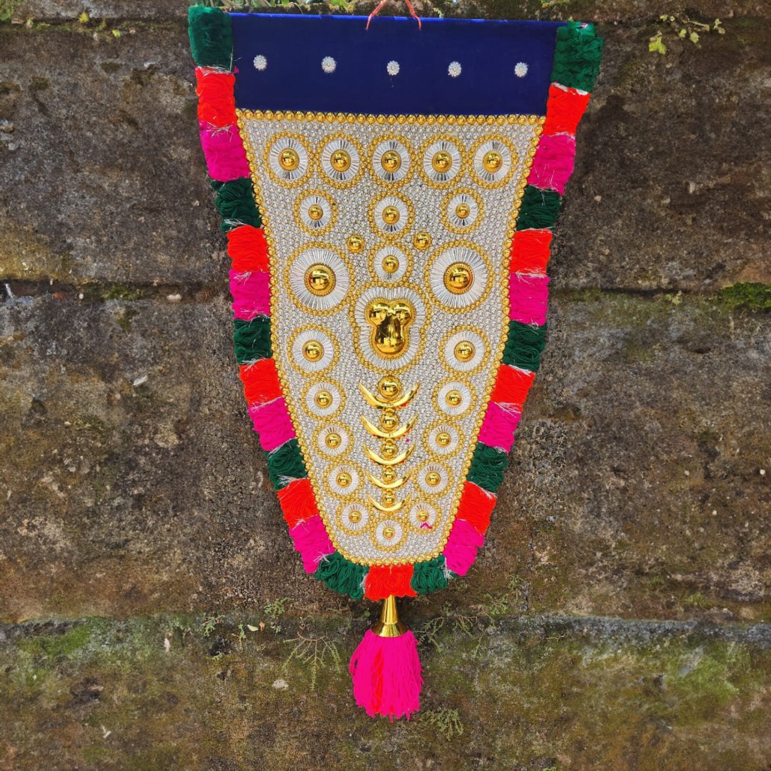 Handcrafted Elephant Caparison -Nettipattam- with Golden and Silver Work - Wall / Home Decor - 2 feet