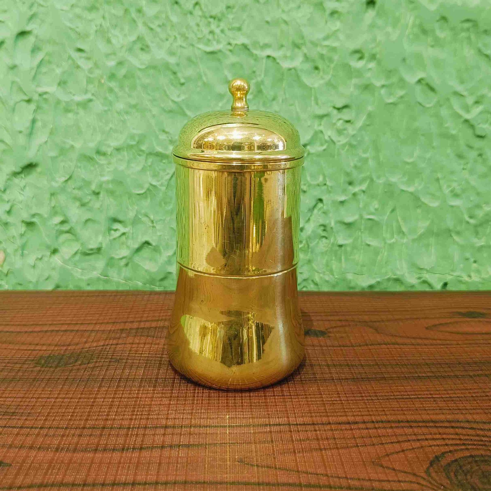 Premium 2 Cup Glossy Brass Coffee Filter – Traditional South Indian Coffee Maker