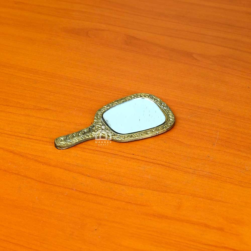 Elegant Polymer Small Hand Mirror – Perfect for Home Décor & Vishu Kani