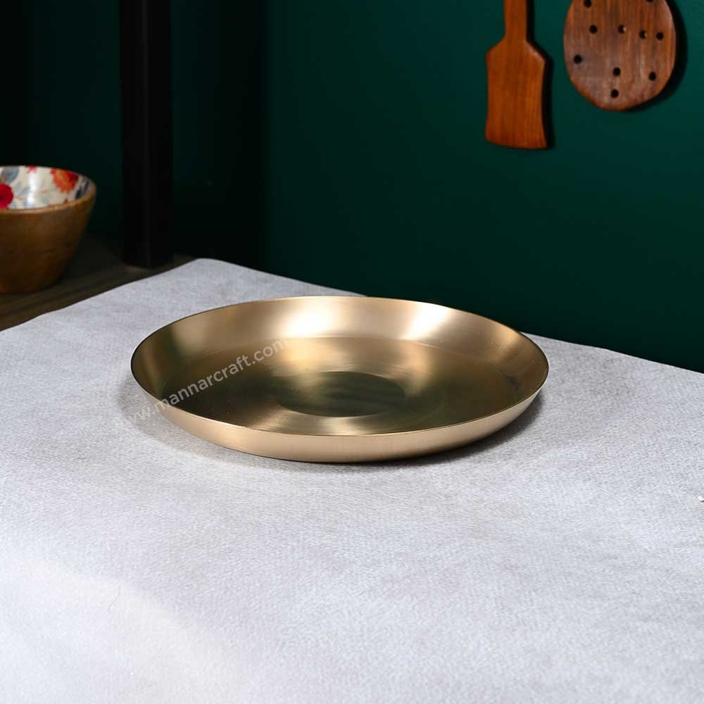 Bronze Round Plate with Raised Edge - Matt Finish - 12 inch
