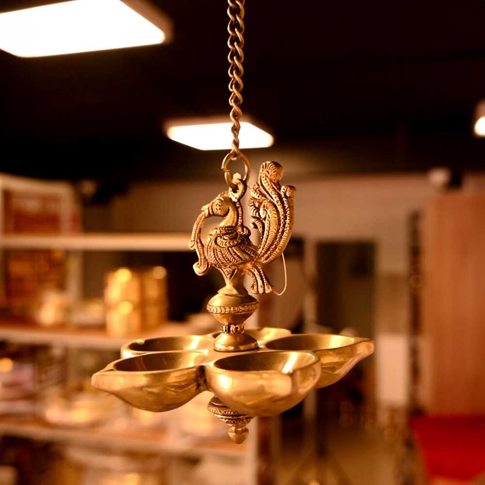 Vintage Brass Hanging Lamp - Traditional Indian Home Decor & Gift