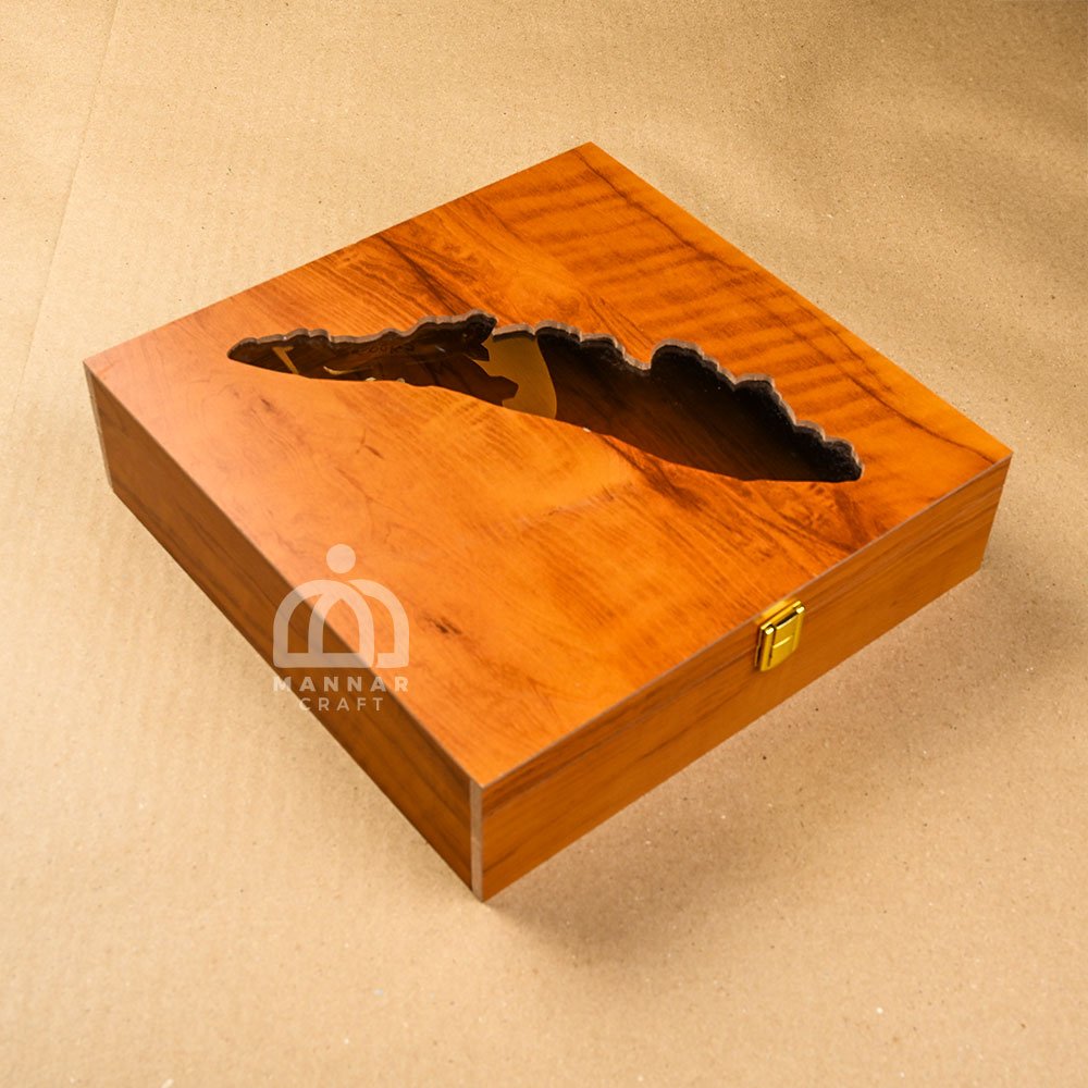 Kerala Themed Wooden Spice Box with Spices – 5 Inch Handmade Wooden Masala Dabba with Compartments | Indian Kitchen Organizer & Gift Box | Mannar Craft