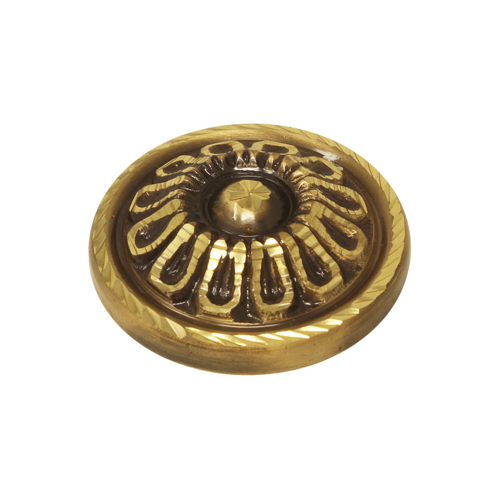 Brass Special Flower Dome Door (25mm  Dia ) with Antique Diamond Cut Finish