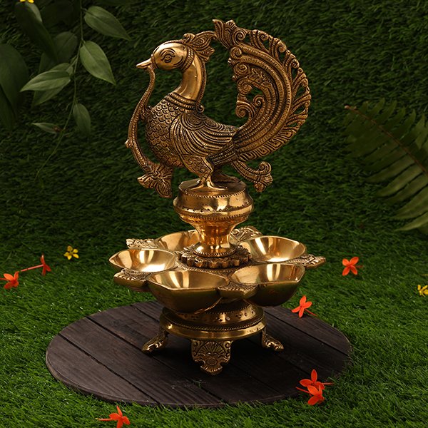 Peacock Model Diya-11 inch Antique finish
