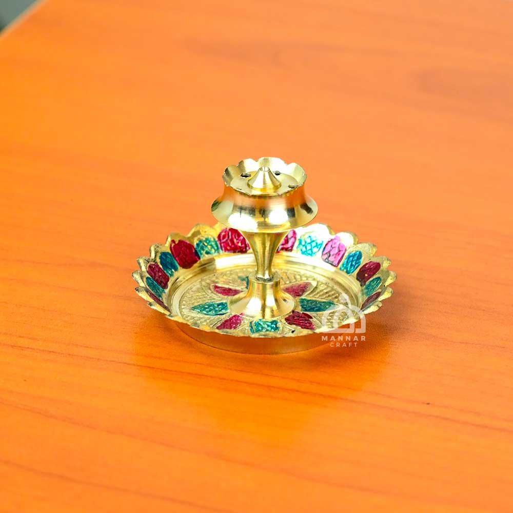 Brass Agarbatti Stand – Decorative Flower Design Multi-Hole Incense Stick Holder for Pooja, Meditation & Home Decor