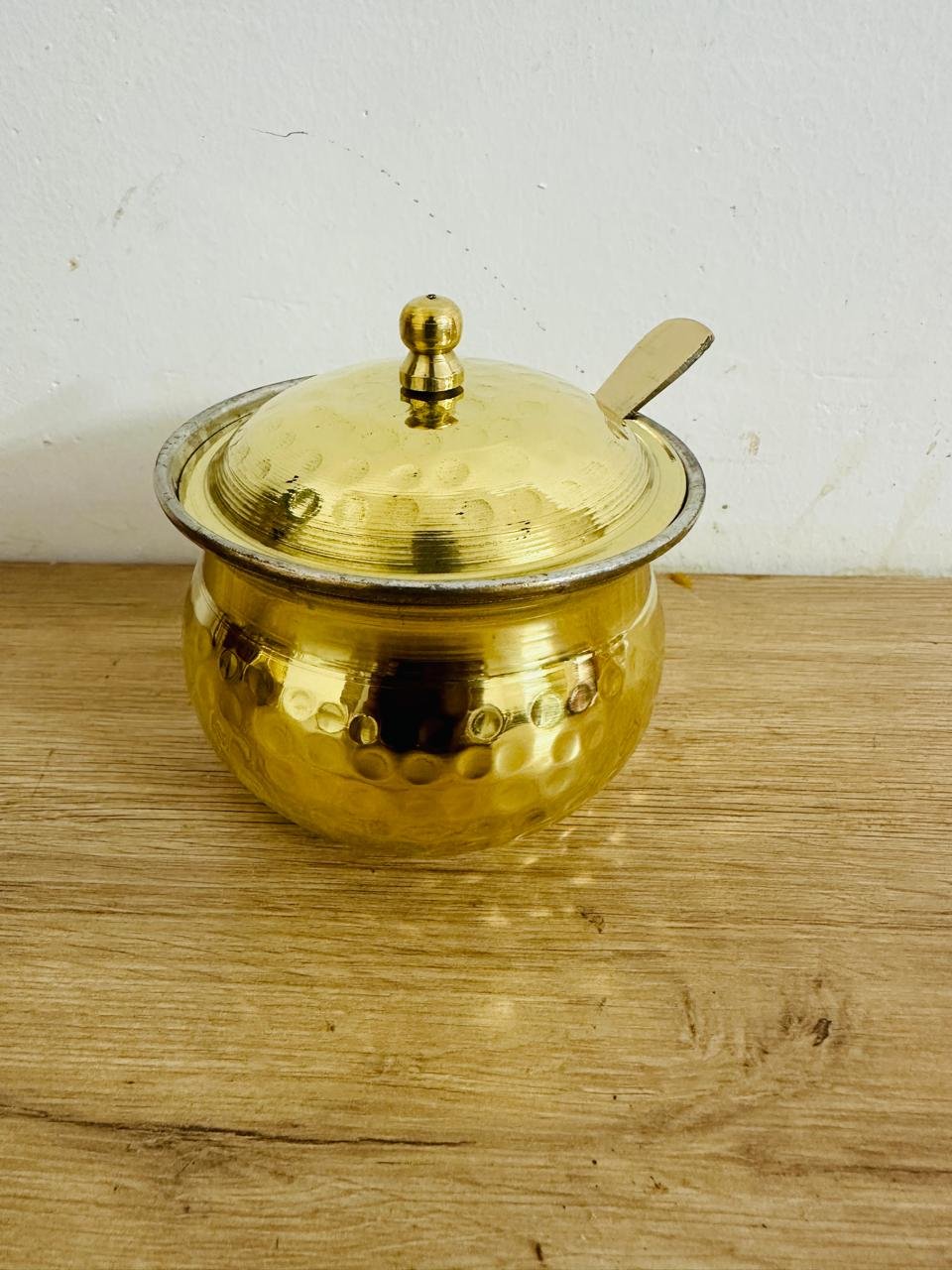 Handcrafted Brass Ghee Pot – Pure Brass Ghee Container with Lid | Traditional Indian Storage Pot for Ghee, Oil & Pickle - 180 ml 