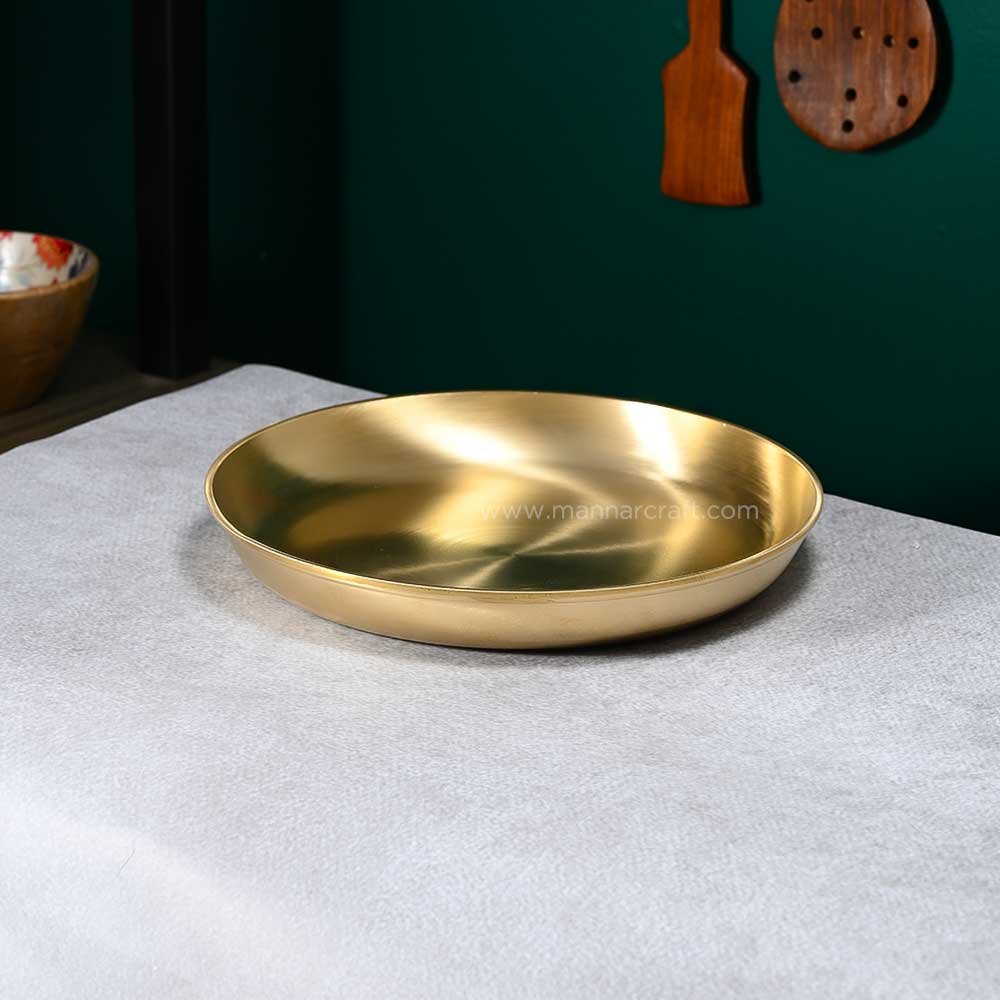 Bronze Curved Plate - Traditional Indian Dining Plate - Matt Finish - 26cm