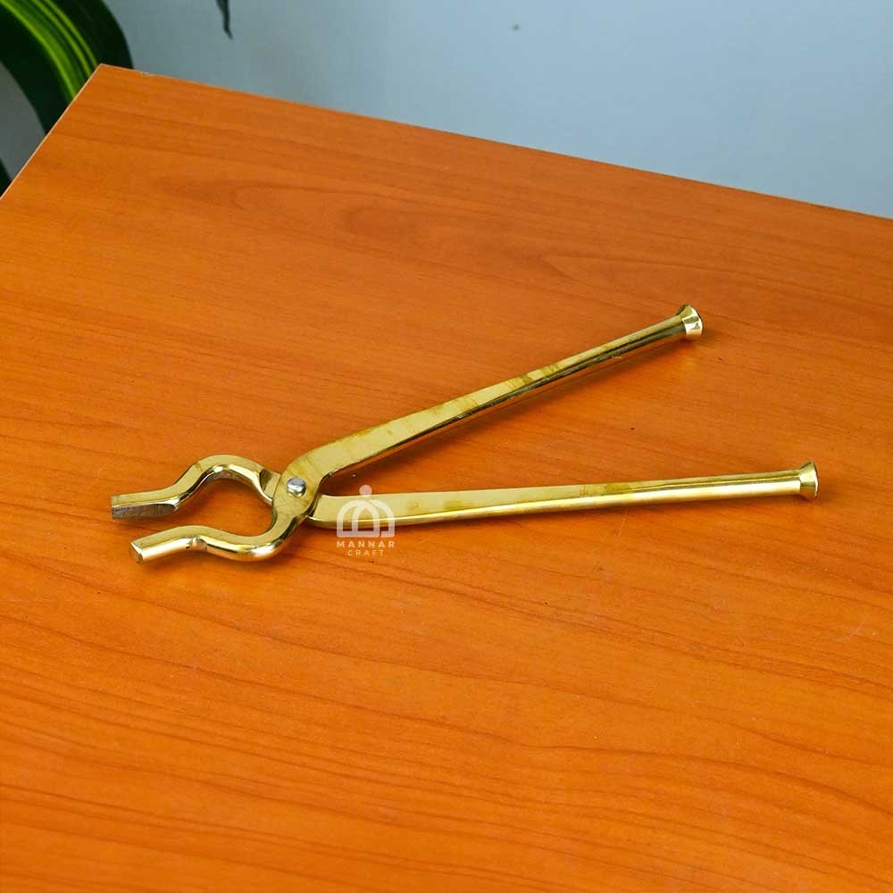 Brass Pakad (Sandasi / Pakkad) – Heavy-Duty Brass Pincer for Kitchen & Cooking - 10.2 Inch 