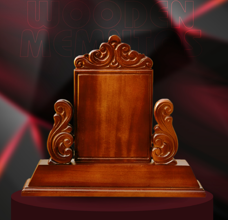 Premium Mahogany Wood Memento – Elegant 31 cm Wooden Award Trophy for Events, Gifting & Home Decor | Handcrafted by Mannar Craft