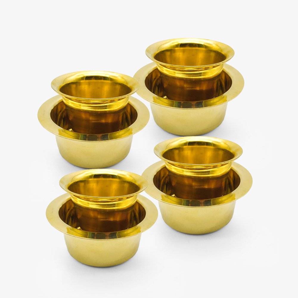 Premium Brass Coffee Davara Set - Set of 4