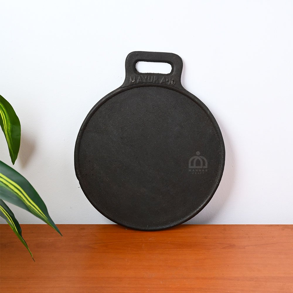 Pre-Seasoned Cast Iron Tawa Cookware with Flat Bottom (Black), Ready to Use, for Roti/Paratha/Dosa/Uttapam (09 Inch)