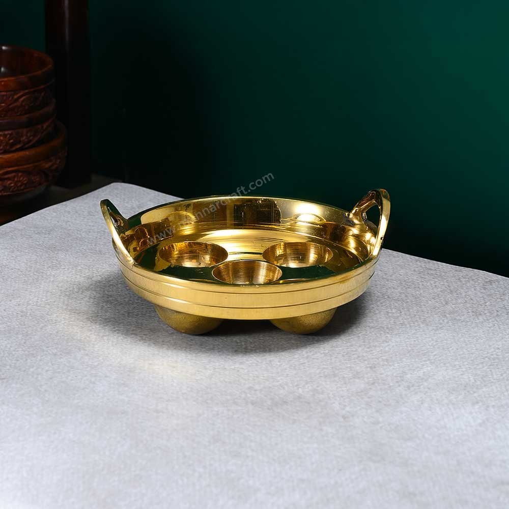 Bronze Paniyaram Pan ( Polished ) - Authentic Unniyappam Chatti for Perfect Ponganalu - Paddu - 5 moulds