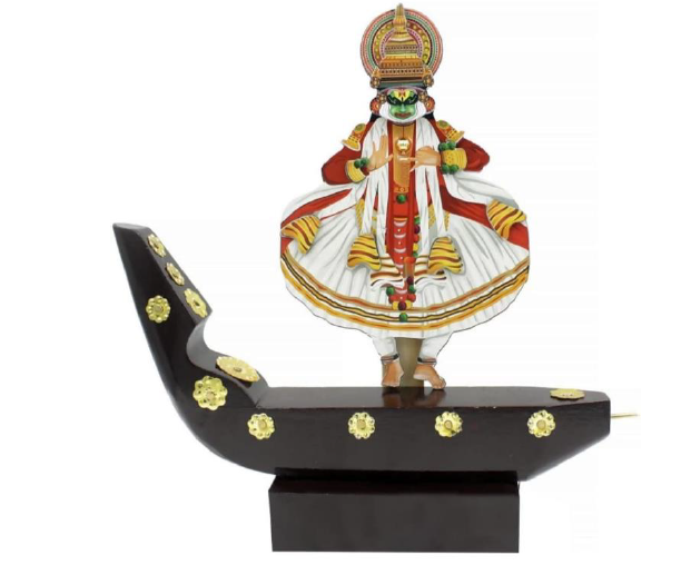 Mannar Craft Wooden Boat with Full Body Printed Kathakali – 6 Inch | Ethnic Kerala Home Decor & Memento