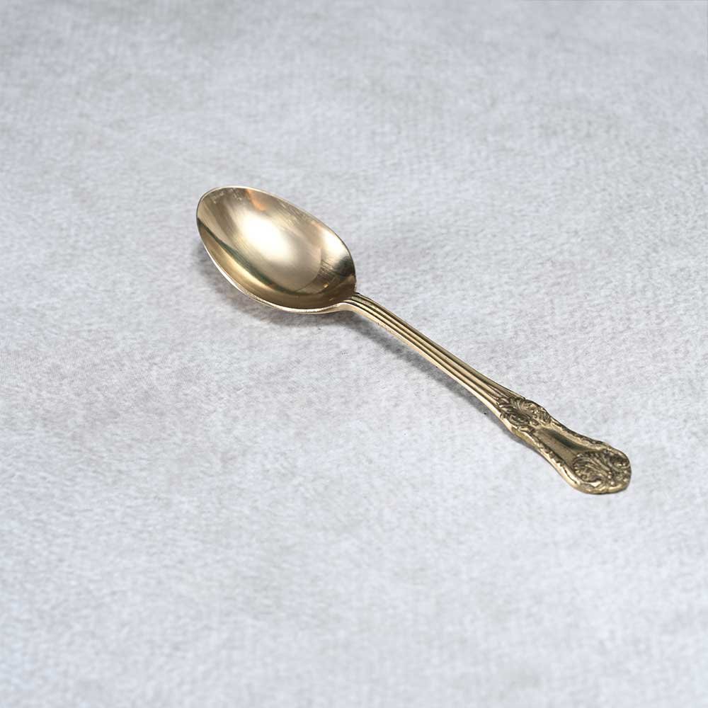  Handmade Pure Brass Designer Spoon - 7 Inch | Elegant Brass Serving Spoon for Kitchen & Dining