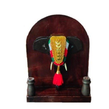 Elegant Elephant Pooram Head Pen Stand with Ornate Arch - Traditional Indian Décor - 6 inch