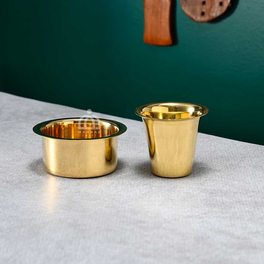 Premium Brass Tumbler & Davara Set - Polished Finish