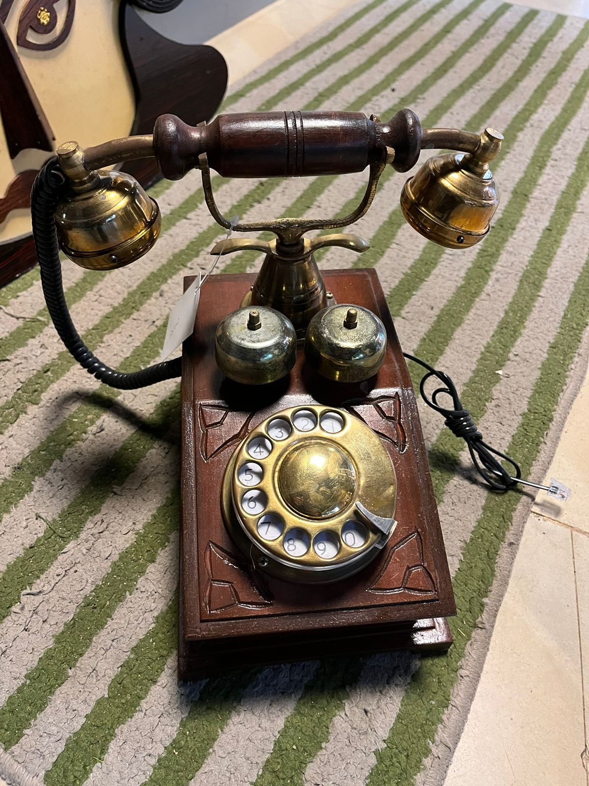 Vintage Brass And Wood Telephone M03