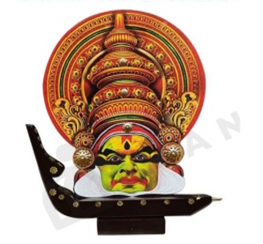 Handcrafted Boat with New Printed Kathakali Head - Traditional Indian Art Decor - 6 inch