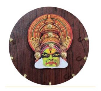 Printed Kathakali Key Hangar Round | Decorative Wall Key Holder | Traditional Indian Art -small