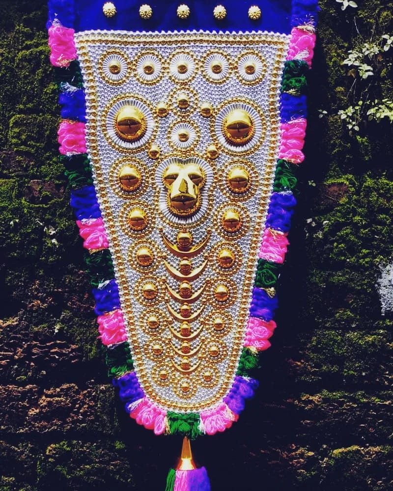 Mannar Craft Hand Made Nettipattam(Elephant Caparison) with Special work- Blue Top with Golden & Silver work- 2 Feet