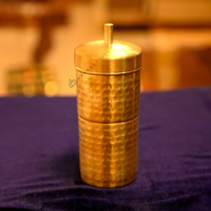 Handcrafted Brass Coffee Filter - 2 Cup Capacity, Hammered Mat Finish