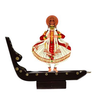 Snake Boat with Printed Kathakali Full Body, Table Top Décor - 6 inch
