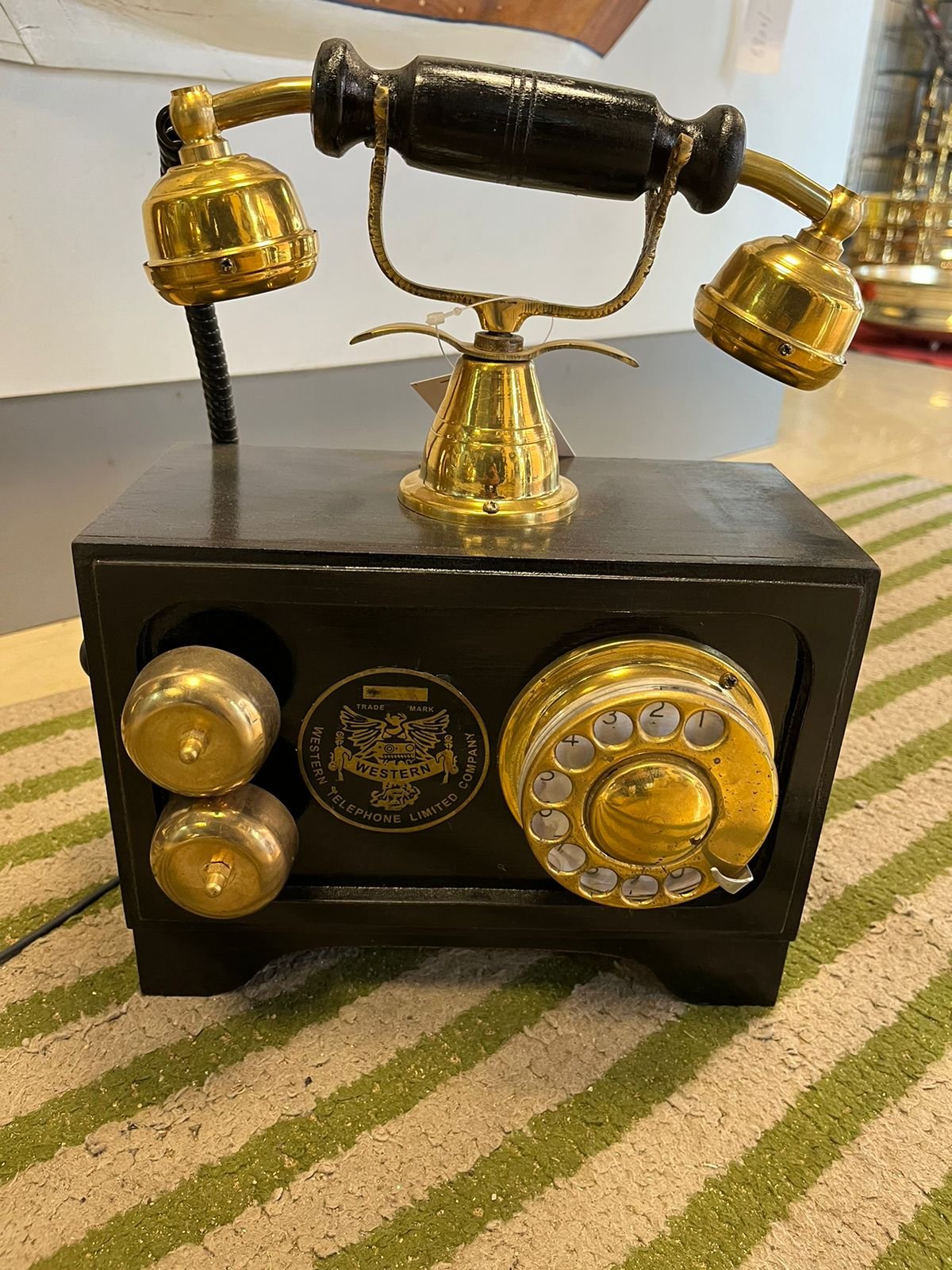 Vintage Brass And Wood Telephone M02